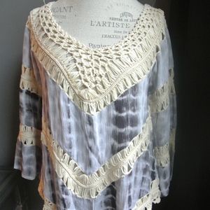 Jessica Taylor New York Swim - Blue Tie Dye Crochet Shawl Jessica Taylor New York Swim - Blue Tie Dye Crochet Shawl
